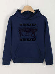 Girls WIHKKEP Pattern Long Sleeve Hooded Sweatshirt Pullover