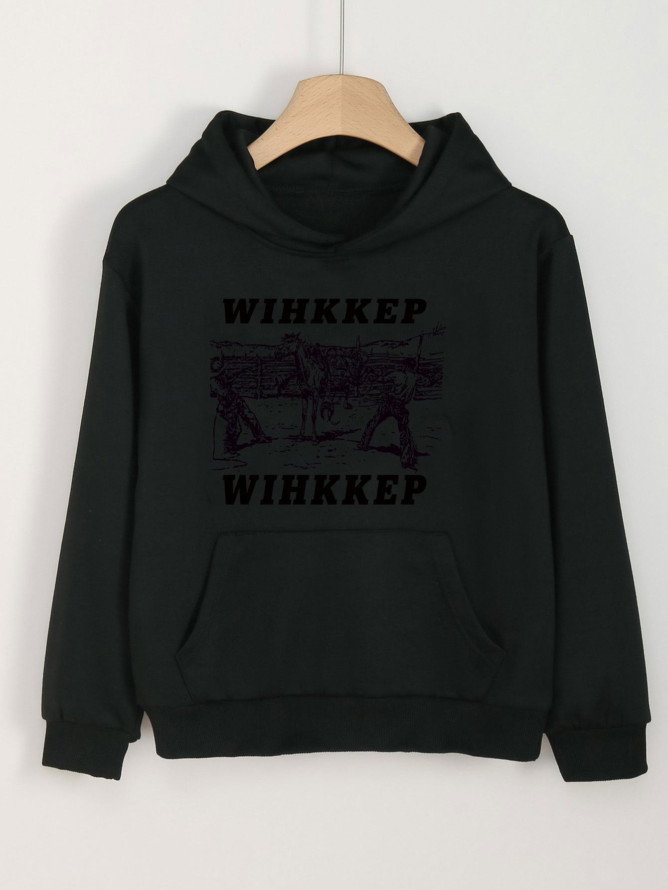 Girls WIHKKEP Pattern Long Sleeve Hooded Sweatshirt Pullover