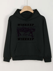 Girls WIHKKEP Pattern Long Sleeve Hooded Sweatshirt Pullover