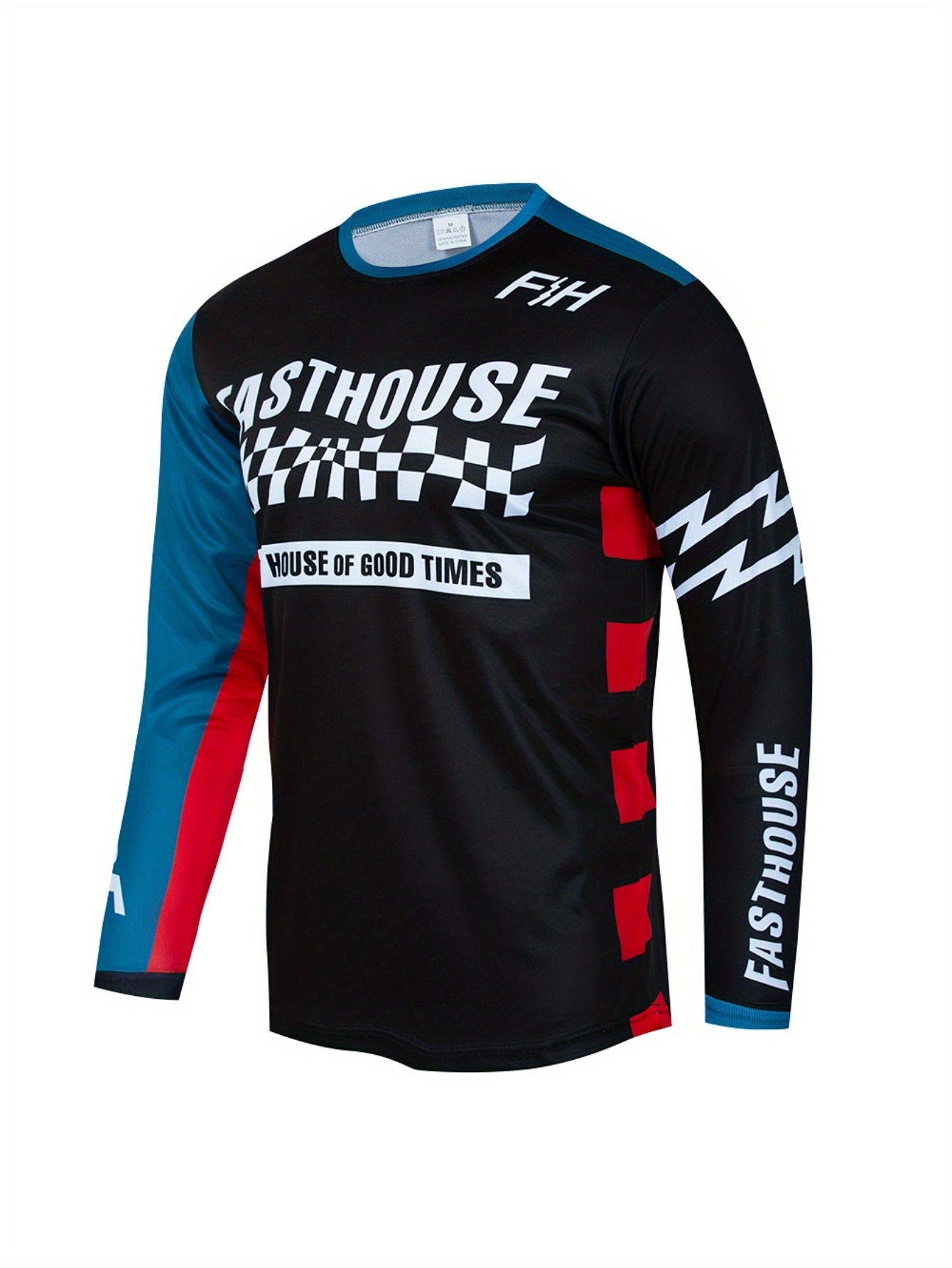 Men's Letter Long Sleeve Motorcycle T-shirt Quick Drying Breathable Top