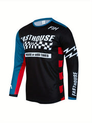 Men's Letter Long Sleeve Motorcycle T-shirt Quick Drying Breathable Top