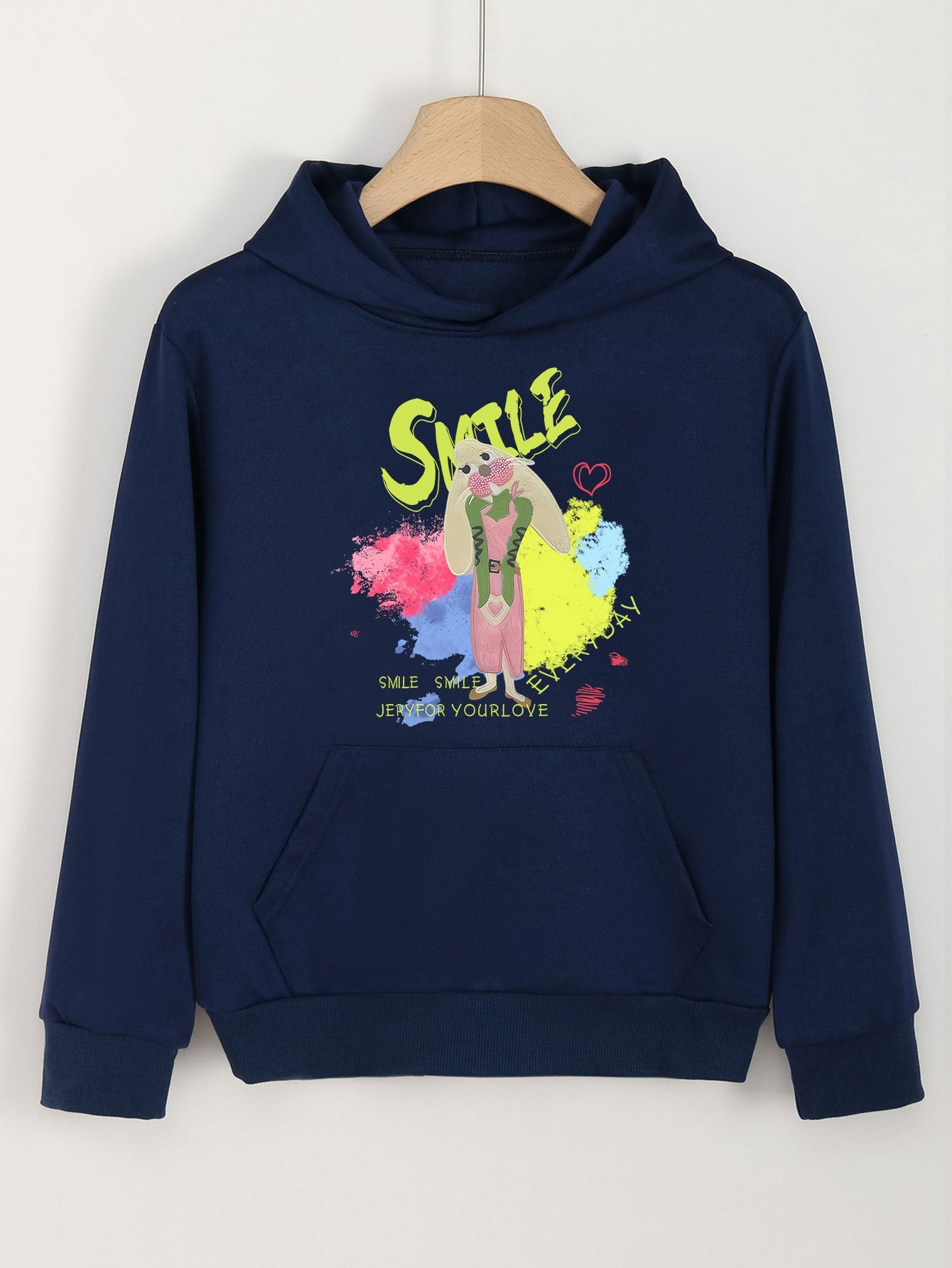 Girls Rabbit Pattern Hooded Sweatshirt For Spring And Autumn
