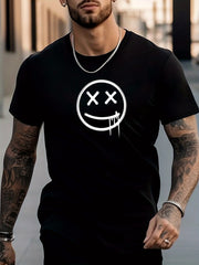 Men's Smiling Face Pattern Shirt for City Walk