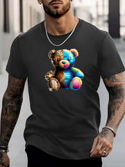 Colorful Bear Print Men's Graphic Active T-shirt