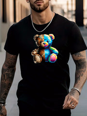 Colorful Bear Print Men's Graphic Active T-shirt