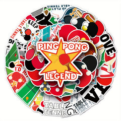 50pcs Table Tennis Graffiti Stickers Laptop Skateboard Phone Water Bottle Travel