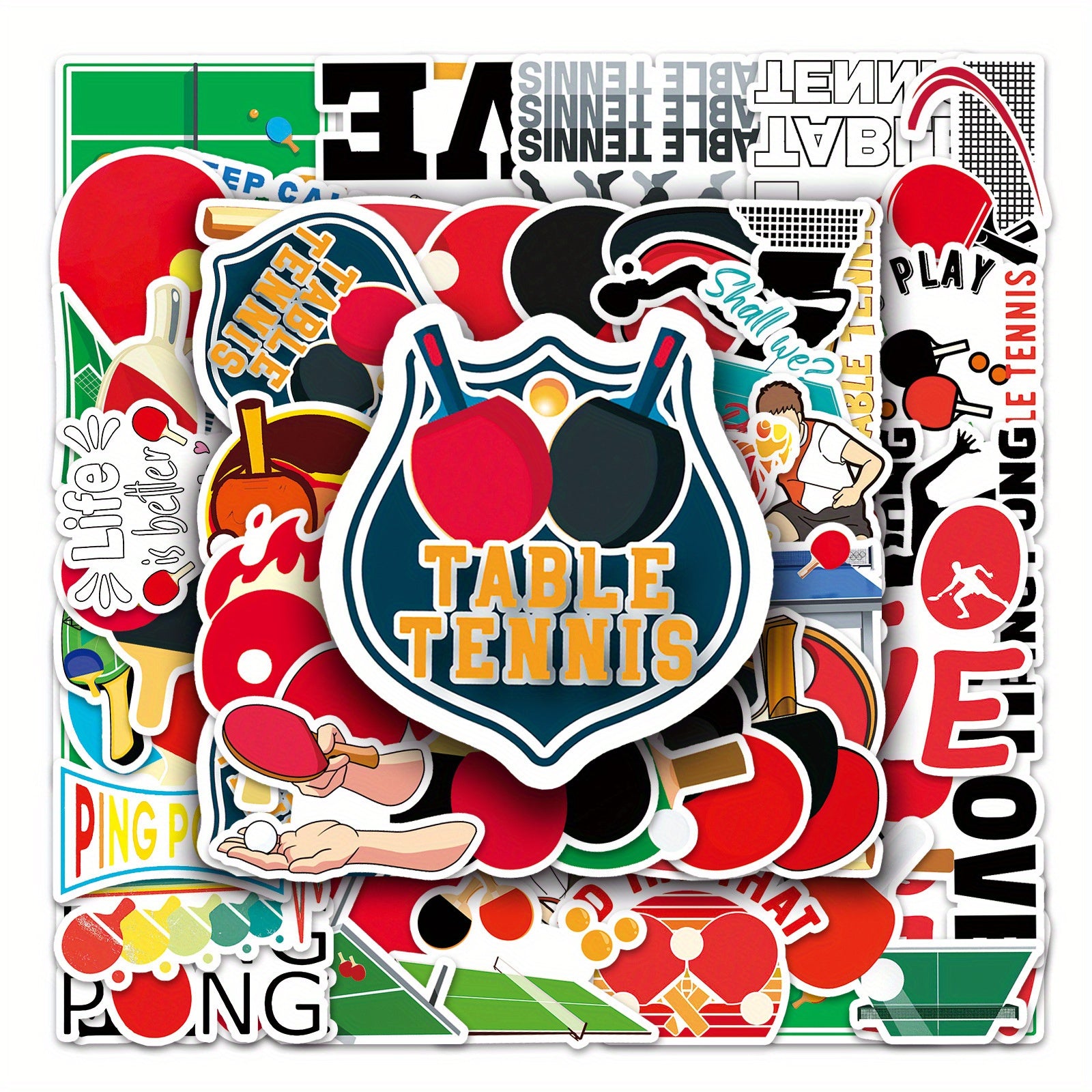 50pcs Table Tennis Graffiti Stickers Laptop Skateboard Phone Water Bottle Travel