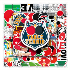 50pcs Table Tennis Graffiti Stickers Laptop Skateboard Phone Water Bottle Travel