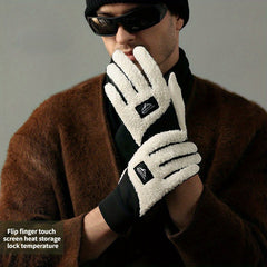 Men's Thickened Outdoor Sports Gloves Windproof Touch Screen Knitted Gloves
