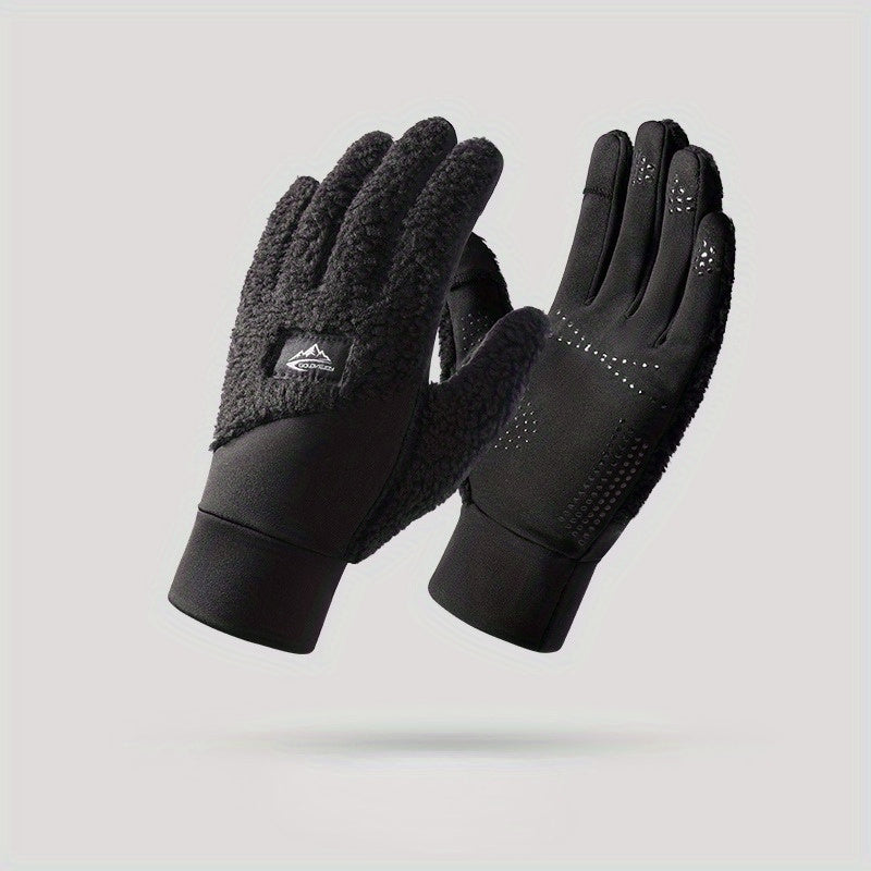 Men's Thickened Outdoor Sports Gloves Windproof Touch Screen Knitted Gloves