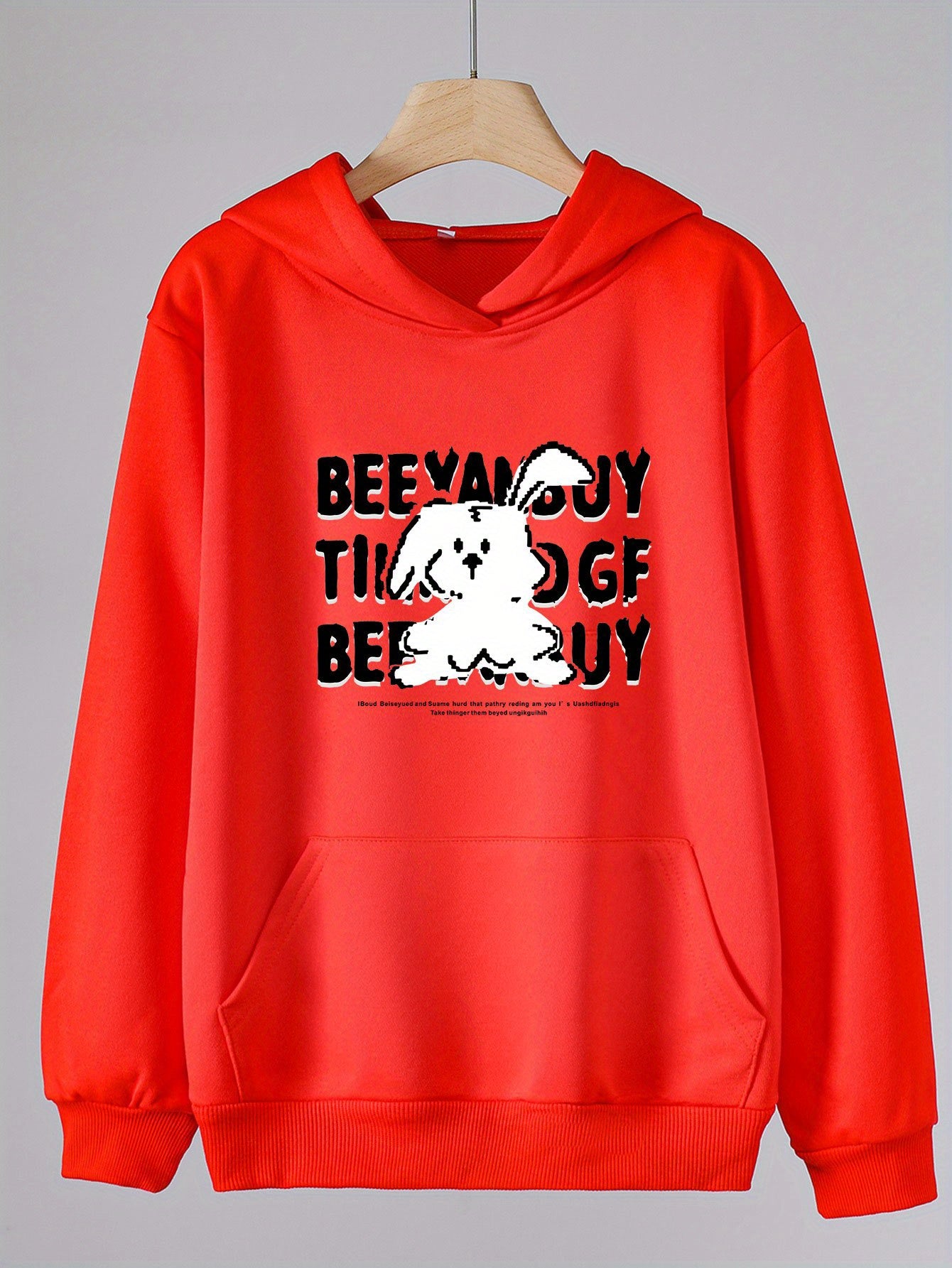 Girls Rabbit Pattern Hooded Sweatshirt for Spring and Autumn