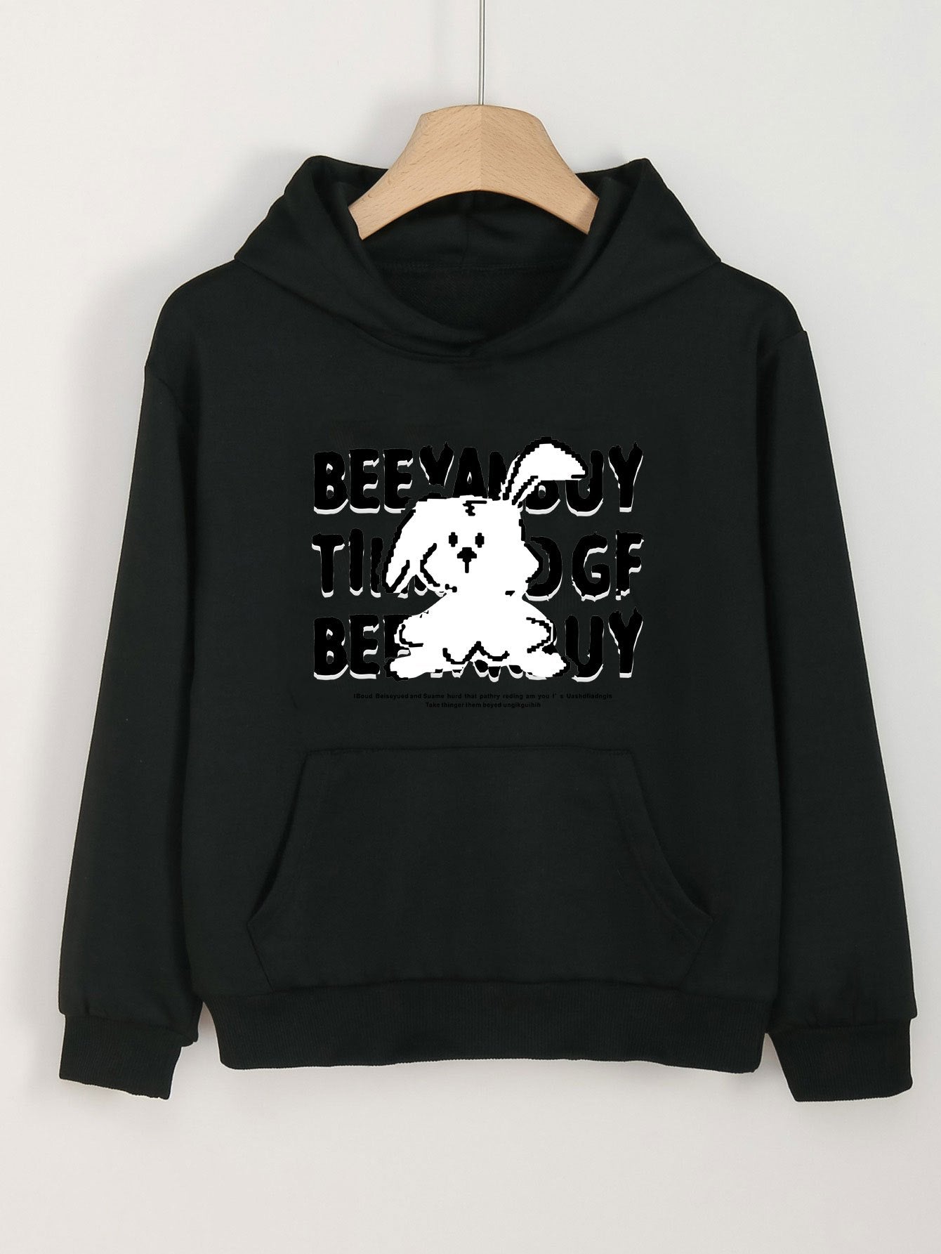 Girls Rabbit Pattern Hooded Sweatshirt for Spring and Autumn
