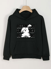 Girls Rabbit Pattern Hooded Sweatshirt for Spring and Autumn