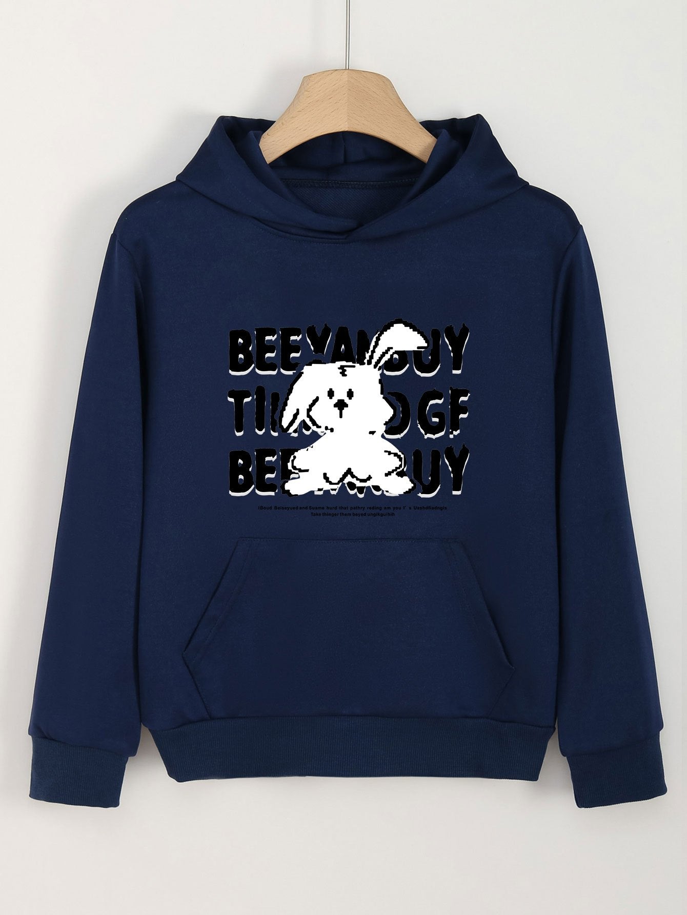 Girls Rabbit Pattern Hooded Sweatshirt for Spring and Autumn