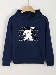 Girls Rabbit Pattern Hooded Sweatshirt for Spring and Autumn