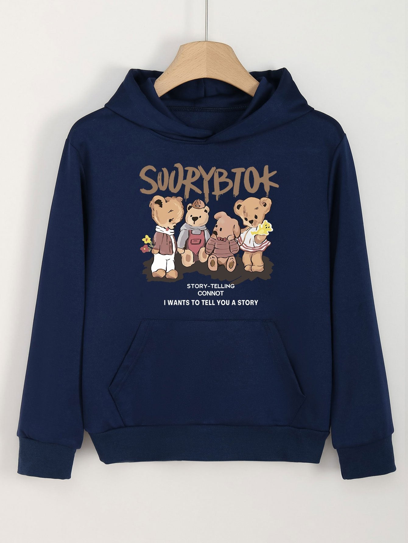 Girls Cartoon Bears Pattern Hooded Sweatshirt for Spring and Autumn