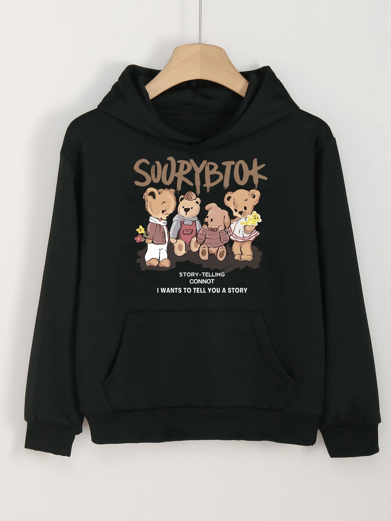 Girls Cartoon Bears Pattern Hooded Sweatshirt for Spring and Autumn