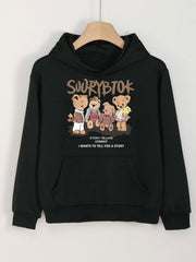 Girls Cartoon Bears Pattern Hooded Sweatshirt for Spring and Autumn