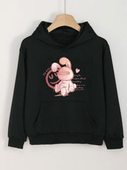 Girls Cartoon Rabbit Long Sleeve Hooded Sweatshirt for Outdoor Activities