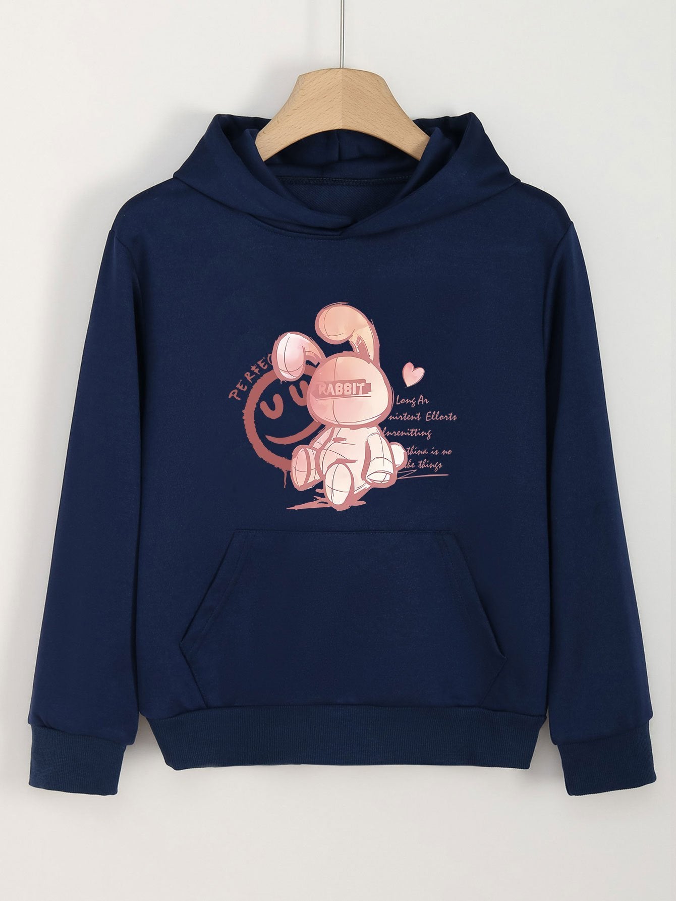Girls Cartoon Rabbit Long Sleeve Hooded Sweatshirt for Outdoor Activities