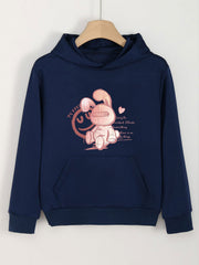 Girls Cartoon Rabbit Long Sleeve Hooded Sweatshirt for Outdoor Activities
