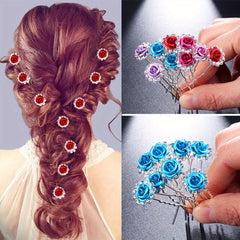 Bridal Rhinestone Fresh Flower Hair Clips Wedding Party Decors
