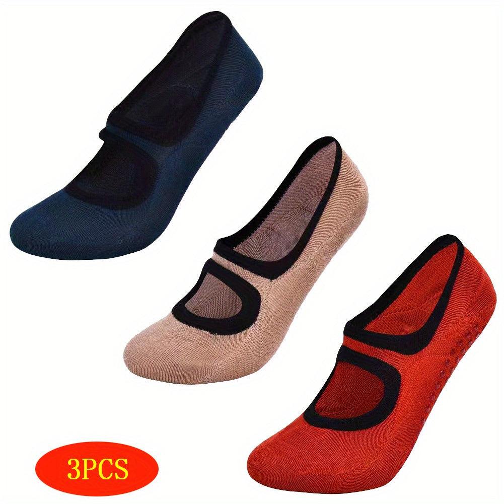 3 Pairs Women's Anti-Slip Yoga Socks Soft Comfortable Ballet Sports Socks