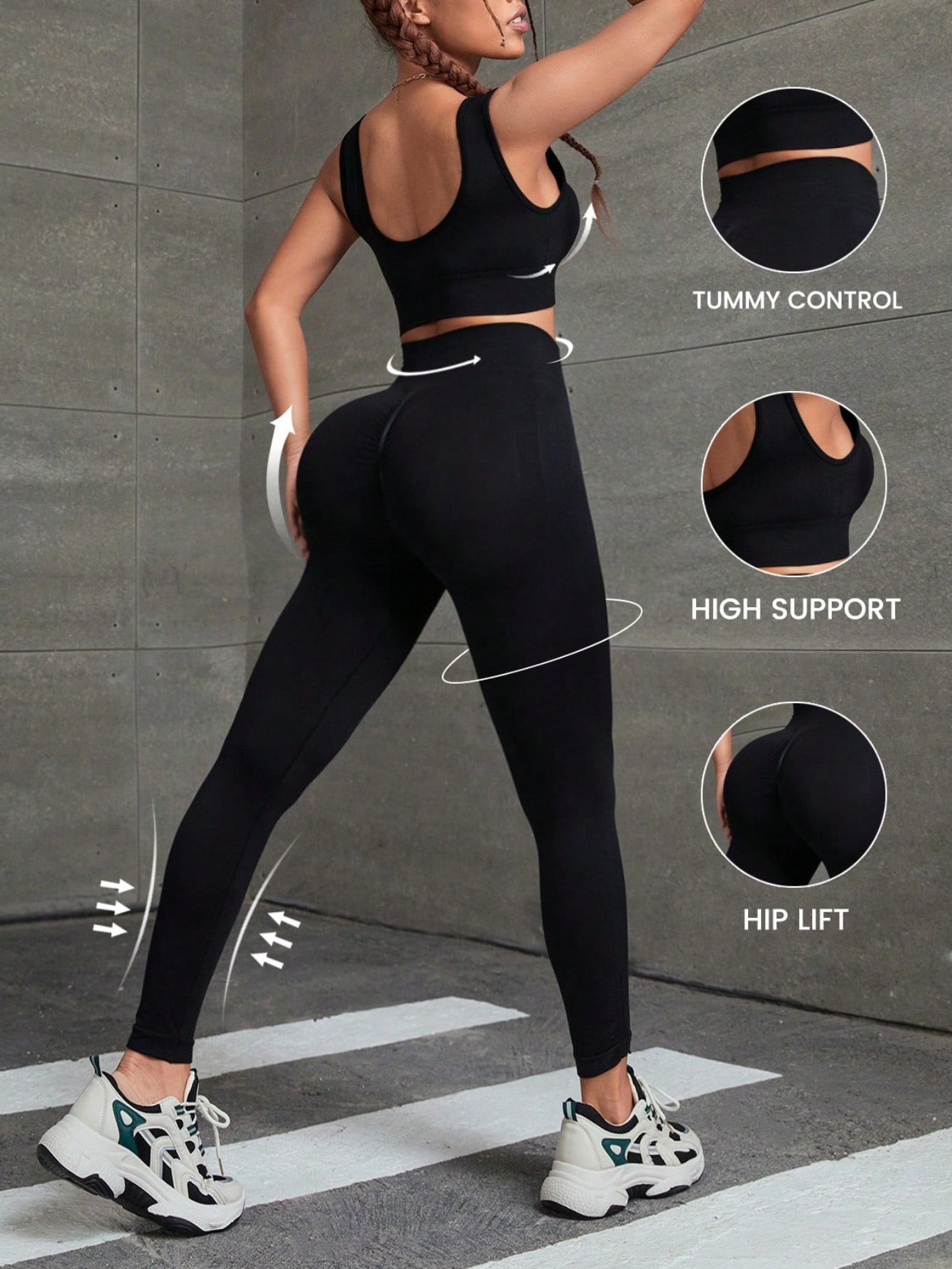 Yoga Sports Bra & Solid Leggings Set Women's Activewear