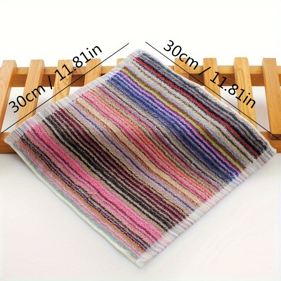 5pcs Square Dish Cloths Striped Kitchen Cleaning Cloth Assorted