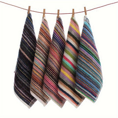 5pcs Square Dish Cloths Striped Kitchen Cleaning Cloth Assorted