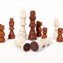 Solid Wood Chess & Checkers Set 2-in-1 Family Board Game