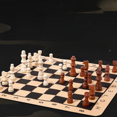 Solid Wood Chess & Checkers Set 2-in-1 Family Board Game
