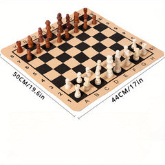 Solid Wood Chess & Checkers Set 2-in-1 Family Board Game