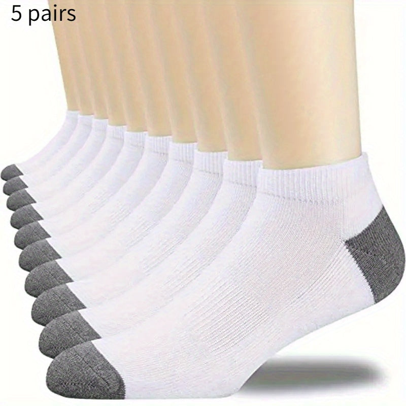 5 Pairs Men's Low Cut Ankle Socks Breathable Sweat Absorption
