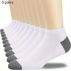 5 Pairs Men's Low Cut Ankle Socks Breathable Sweat Absorption