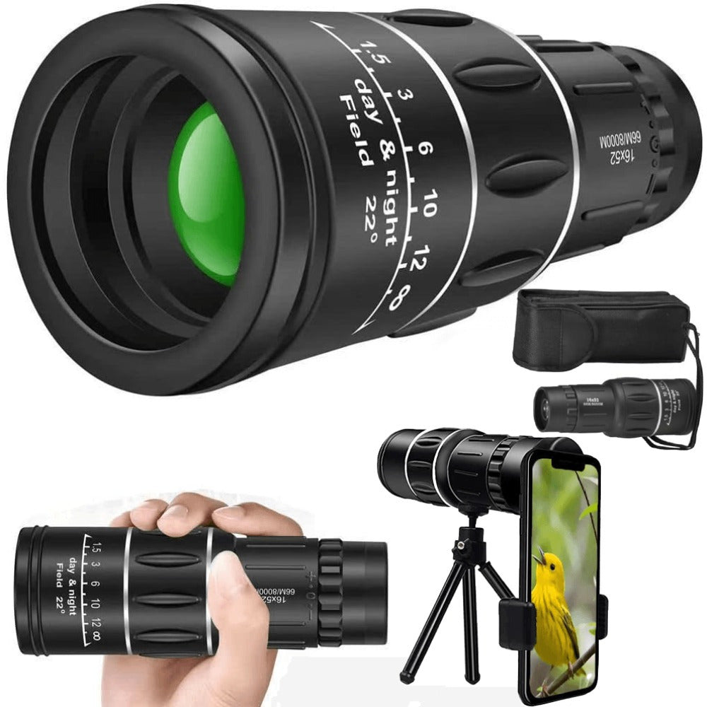 16X52 Monocular Telescope With Smartphone Holder & Tripod