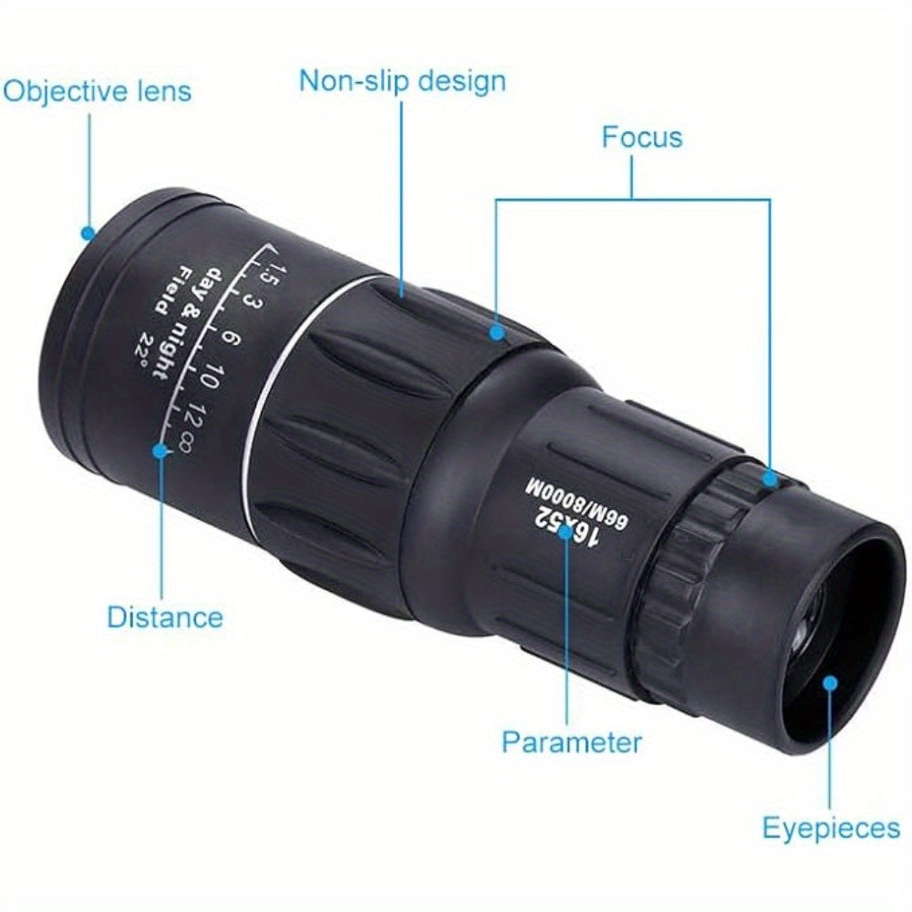 16X52 Monocular Telescope With Smartphone Holder & Tripod