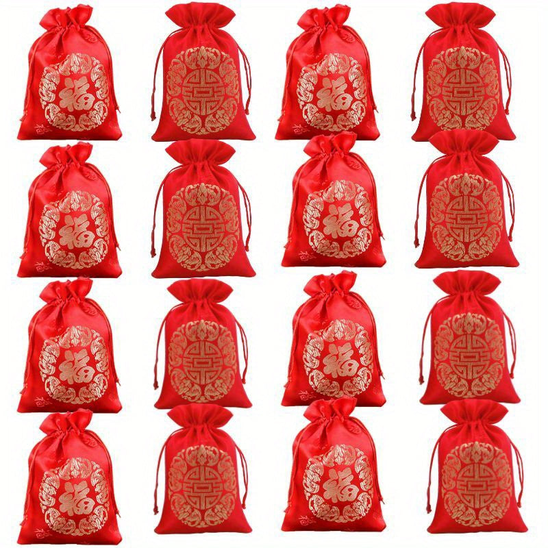 15pcs Festive Velvet Candy Gift Bag for Christmas Birthday Wedding Decor