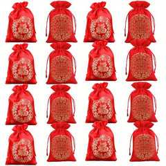 15pcs Festive Velvet Candy Gift Bag for Christmas Birthday Wedding Decor