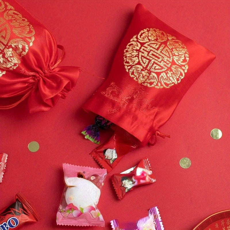 15pcs Festive Velvet Candy Gift Bag for Christmas Birthday Wedding Decor