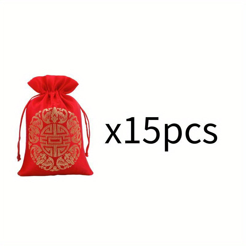 15pcs Festive Velvet Candy Gift Bag for Christmas Birthday Wedding Decor