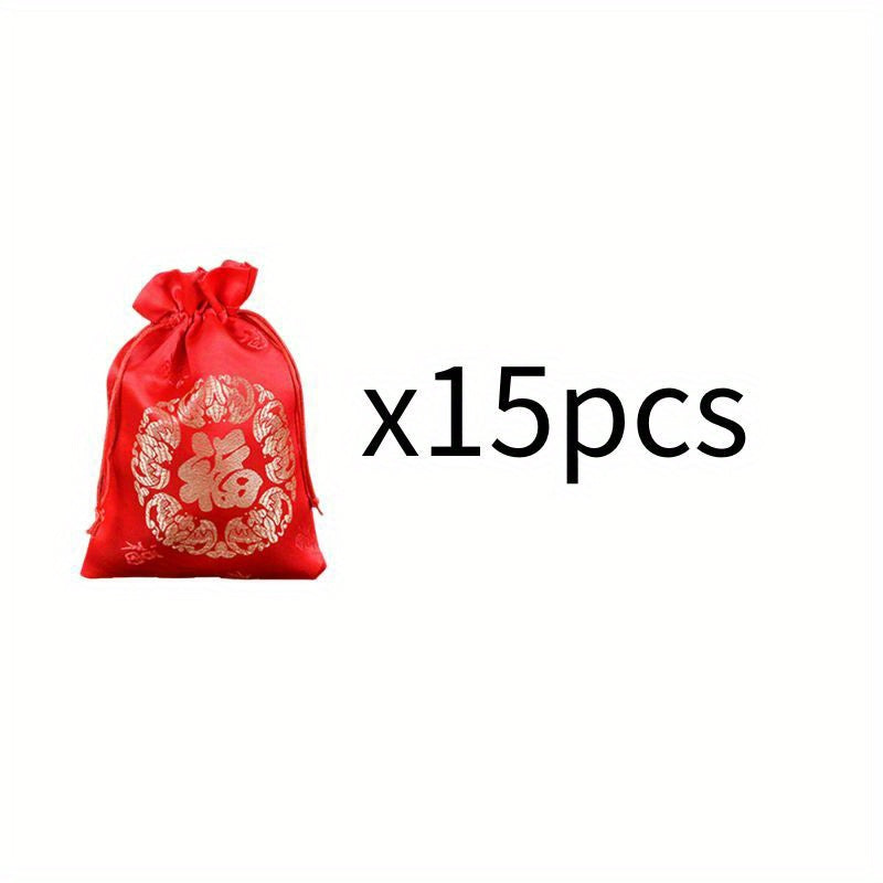 15pcs Festive Velvet Candy Gift Bag for Christmas Birthday Wedding Decor