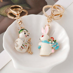 Christmas Tree Snowman Rabbit Keychain Pendant Decoration