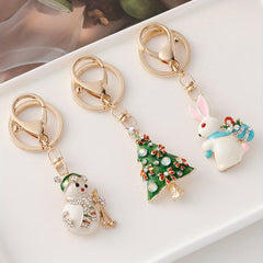 Christmas Tree Snowman Rabbit Keychain Pendant Decoration