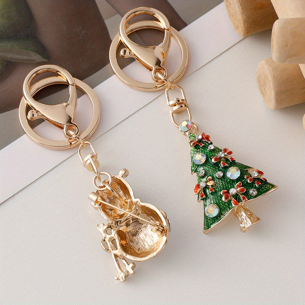 Christmas Tree Snowman Rabbit Keychain Pendant Decoration