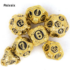 7pcs Golden Gear Metal Polyhedral Dice Set for RPG Board Game