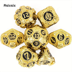 7pcs Golden Gear Metal Polyhedral Dice Set for RPG Board Game