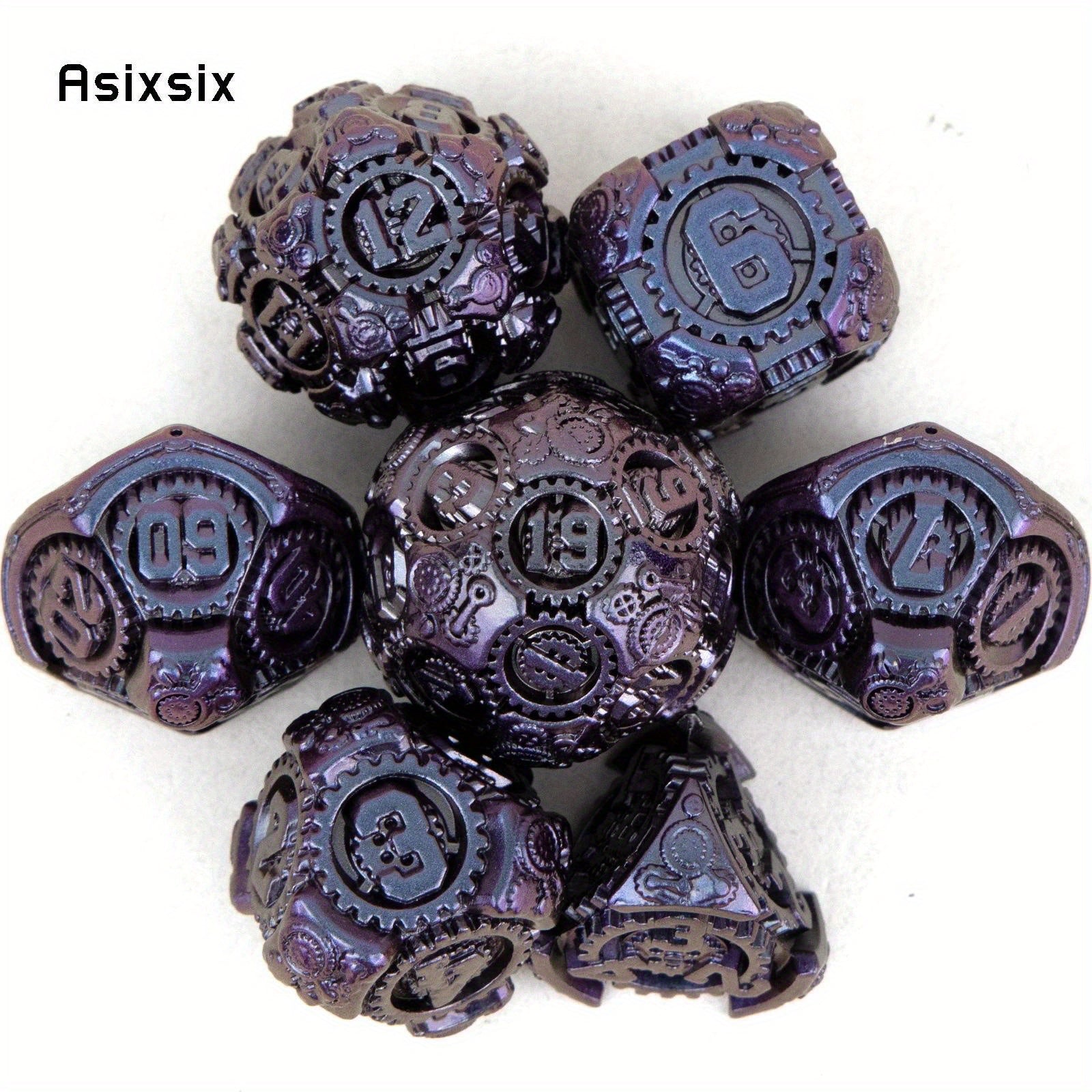 7pcs Purple Metal Polyhedral Dice Set for Role Playing Board Game