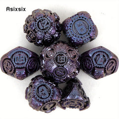 7pcs Purple Metal Polyhedral Dice Set for Role Playing Board Game