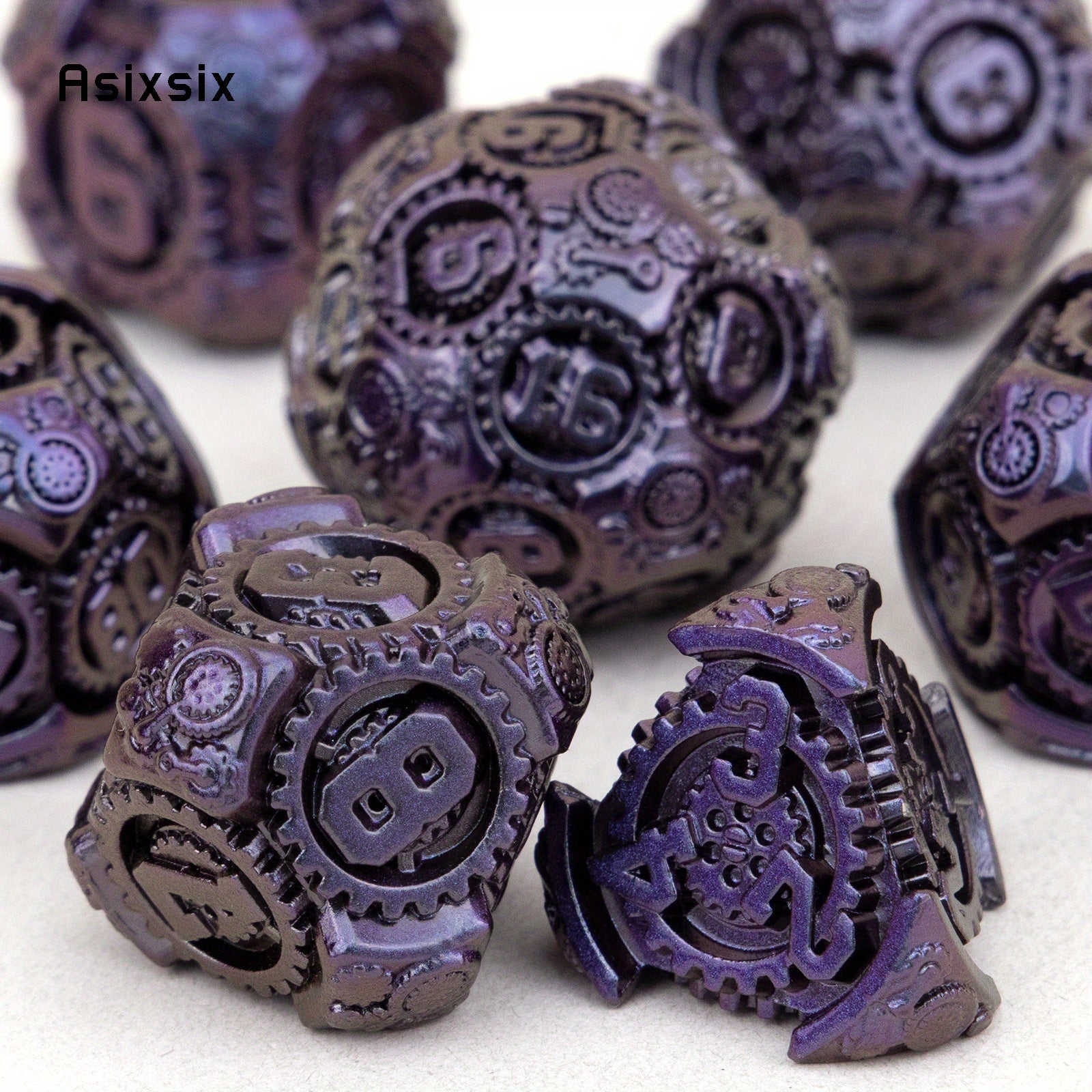 7pcs Purple Metal Polyhedral Dice Set for Role Playing Board Game